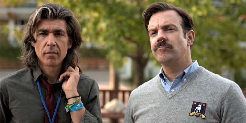 Jason Sudeikis and James Lance from Apple TV Ted Lasso season one episode  three trent crimm the independent